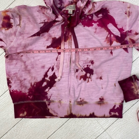 J.Crew Tie Dye Pink Valentine’s Day Cropped full zip Hoodie size S - Picture 9 of 12
